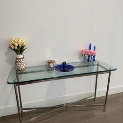 Console Table Chrome And Brass Glass Too