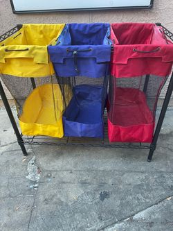 3-Section Laundry Sorter with Metal Frame