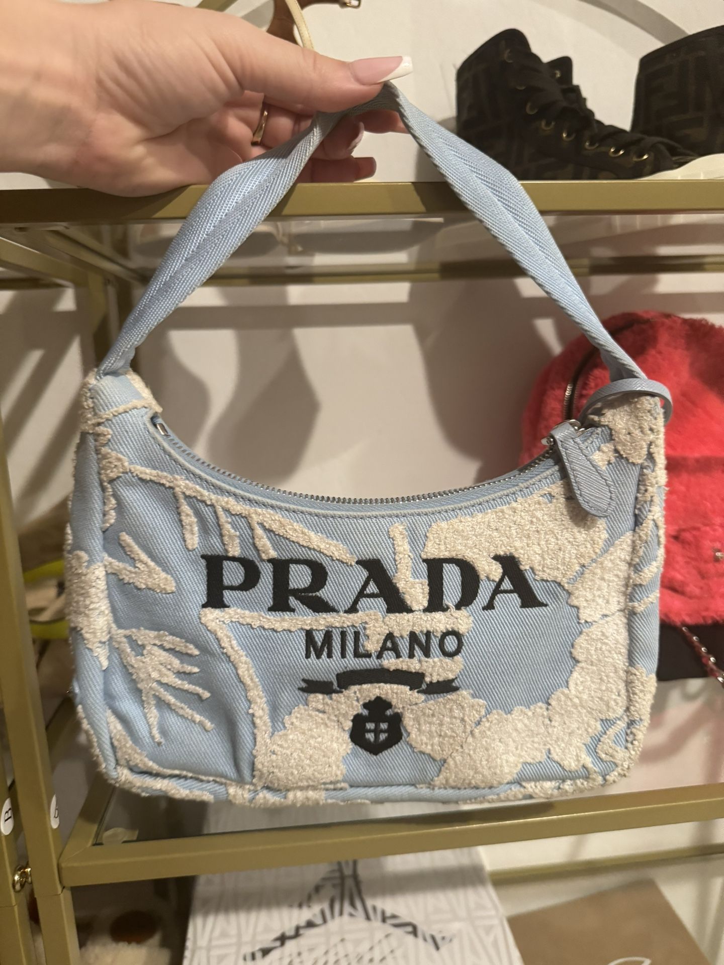 Prada Re Edition 2000 - Embroidered Sky Blue & White