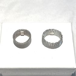 Brand New Made In Italy .925 Silver Mesh Band Wedding Rings. Size 5 And 7 