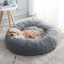  Calming Dog & Cat Bed, Anti-Anxiety Donut Cuddler Warming Cozy Soft Round Bed