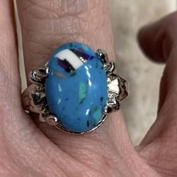New CZ Turquoise Sterling Silver Size 6