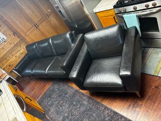 Modern Leather Couch & Chair