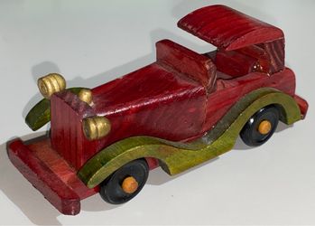 Vintage Wooden RED Ford Model T toy car 1:32 Hot rod (READ DESC)