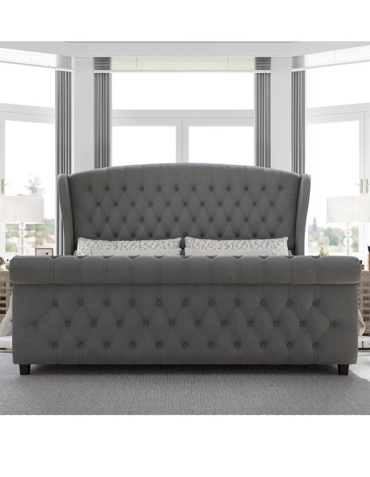 🔥ON SALE Queen Size Platform Bed Frame GRAY