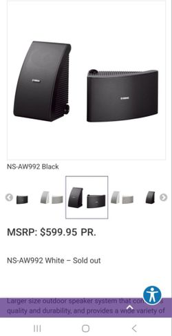 4 Outdoor YAMAHA NS-AW992BL Speakers
