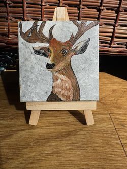 Acrylic Paint 3*3 Mini Canvas With Easel.
