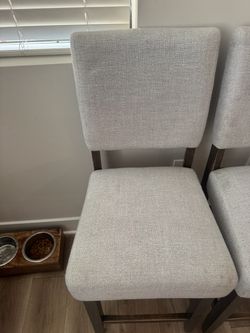 Gray Upholstered Bar Stools with Wood Frame
