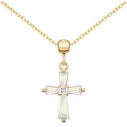 Aohik Dainty 14k Gold Choker Cross Charm Necklace for Women, Cross Gold Pendant Necklace Trendy Non Tarnish