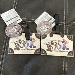 Two Tokyo Disney Resort Luggage Tag NWT 35th Anniversary Mickey