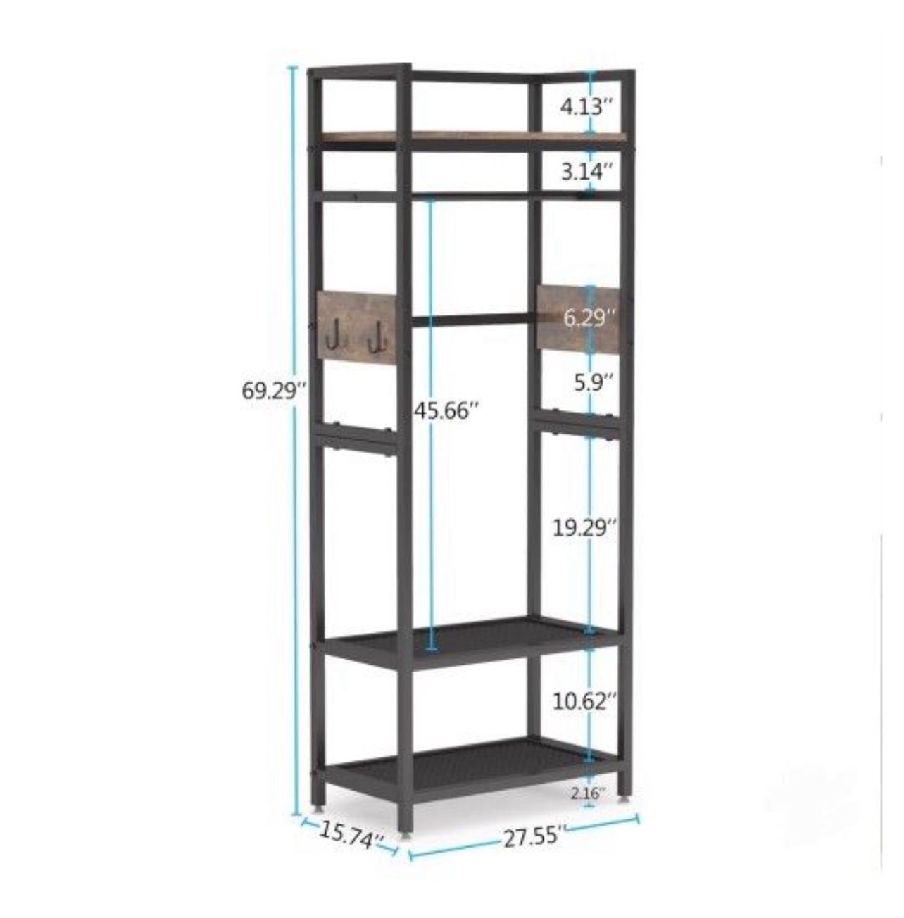 C0357)  Freestanding Closet Organizer, Small Entryway Coat Garments Rack