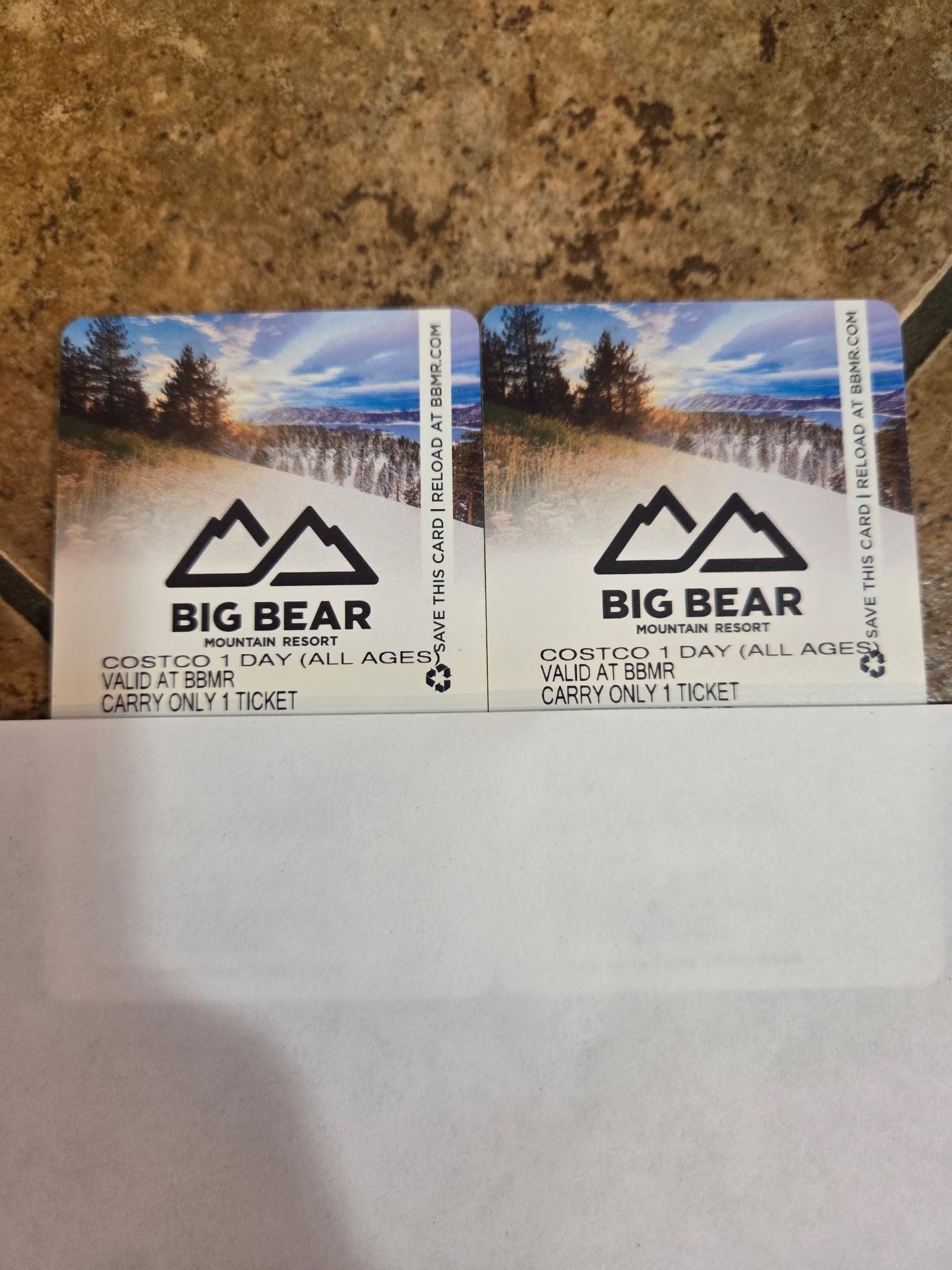 2 lift tickets to either Snow Summit or Bear Mountain