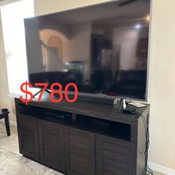 Living Room TV Stand With TV Set And Speakers 