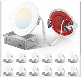 12 Pack 4 Inch Fire Rated LED Recessed Light with Junction Box, 2 Hour Fire R...