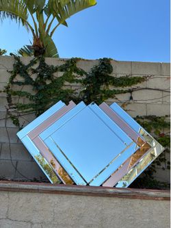 1980s Art Deco Postmodern revival beveled mirror
