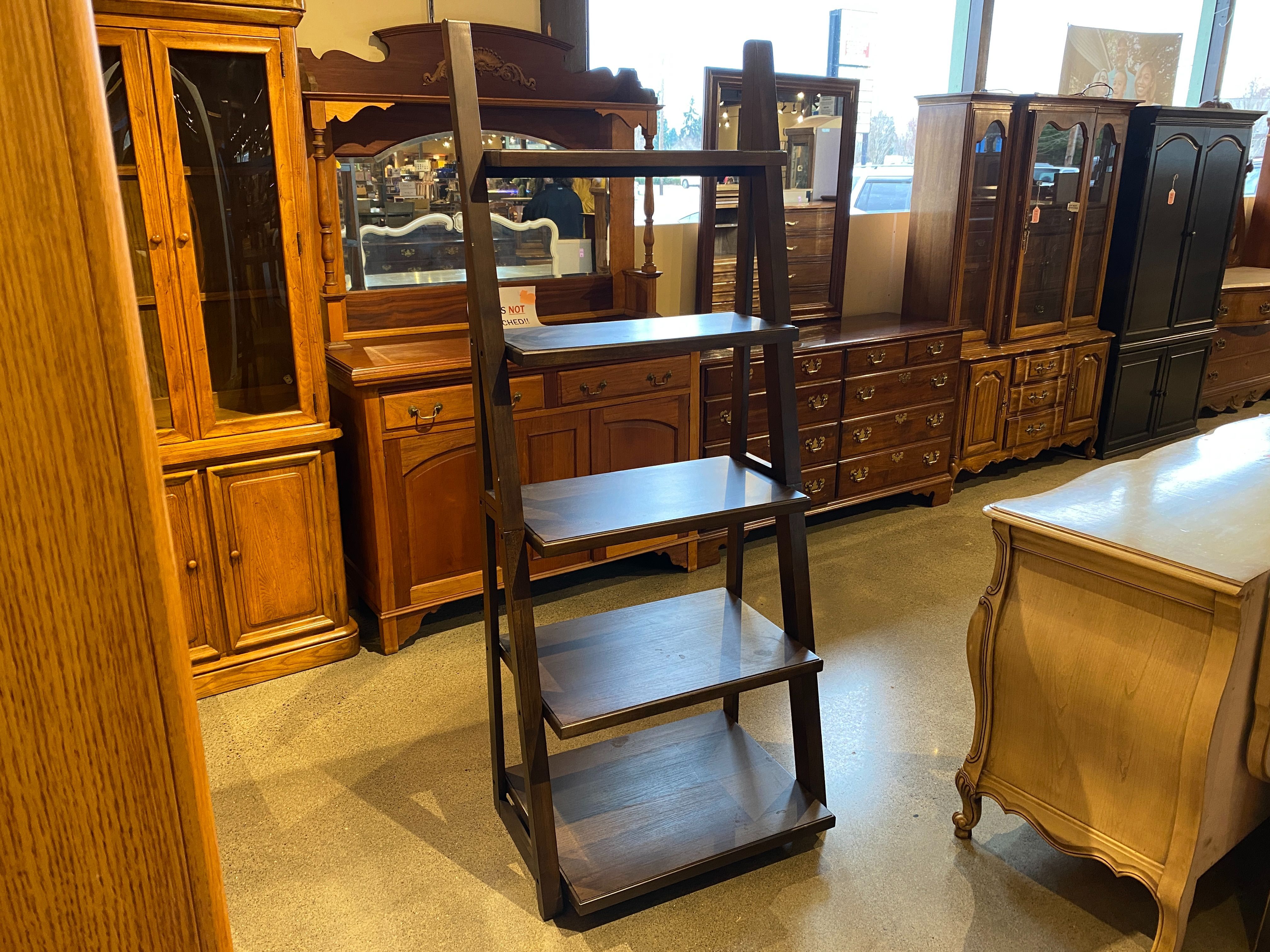 Dark Wood 5 Tier Ladder Bookcase