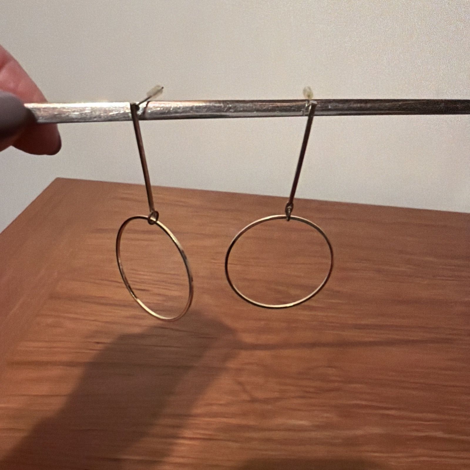 Earrings Dangle Drop Hoop Pierced Gold Tone Metal Costume Fashion Jewerly