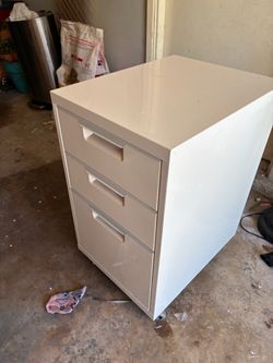 CB2 TPS 3-Drawer White Metal Mobile File Cabinet