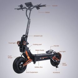 Electric Scooter for Adults，Dual Motor Peak 5600W，Up to 50 mph，Range to 70 Miles ，Removable Battery，12" Wear-Resistant Vacuum Tire，Folding E-Scooter  
