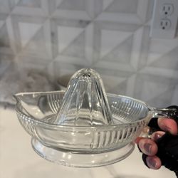 LARGE (8” x 3.5”T) Vintage clear cut ribbed glass citrus juicer