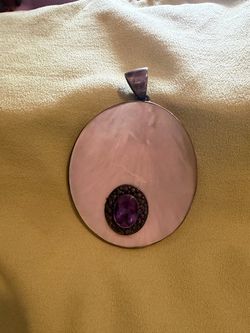Mother of Pearl and Amethyst Silver Pendant