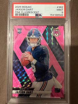 Panini 2025 Mosaic Rookies Jaxson Dart #362 Pink Fluorescent 6/10 PSA 9