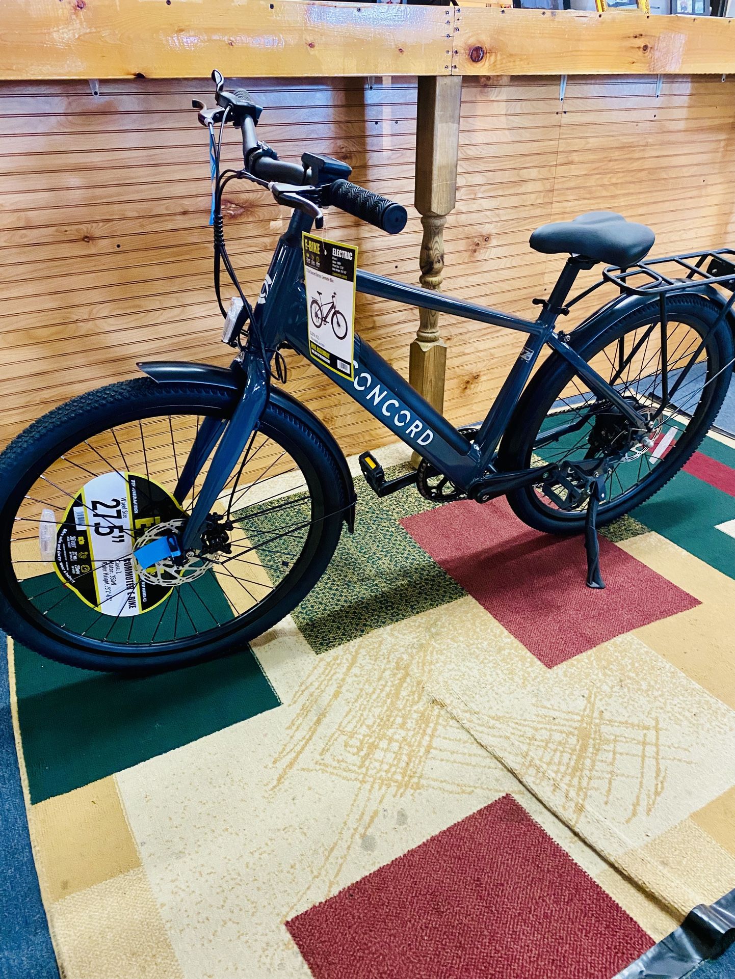 Concord Bikes Concord 27.5" Step-Over Electric Commuter Bike, 36V, Gray, 