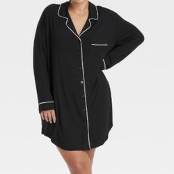Plus Size Long Sleeve Night Gown