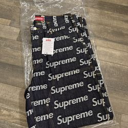 Supreme Jacquard Logos Denim Jeans 