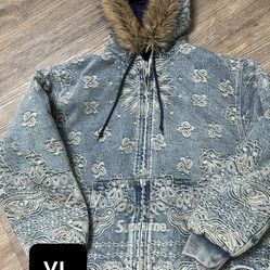 Supreme Paisley Denim Fur Zip-Up Sweater (Negotiable)