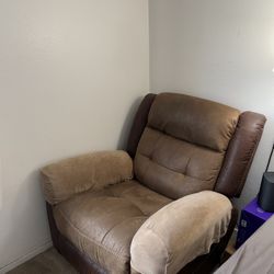 Leather Recliner With Ottoman Almost Brand New