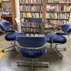 MCM Dining room or game room set with 4 chairs & glass table