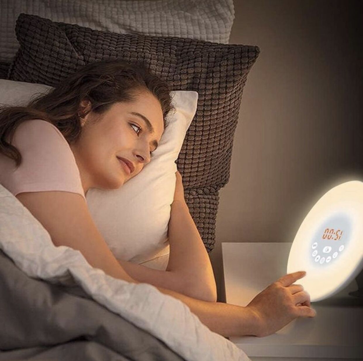 Alarm Clock FM Radio Bedside Lamp LED Wake up Light touch Control