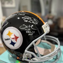 Autographed Steelers Helmet With The Greats On it 