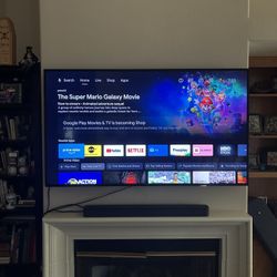 Sony Bravia 55” Smart Tv With Sound Bar Bluetooth Subwoofer And Wall Mount