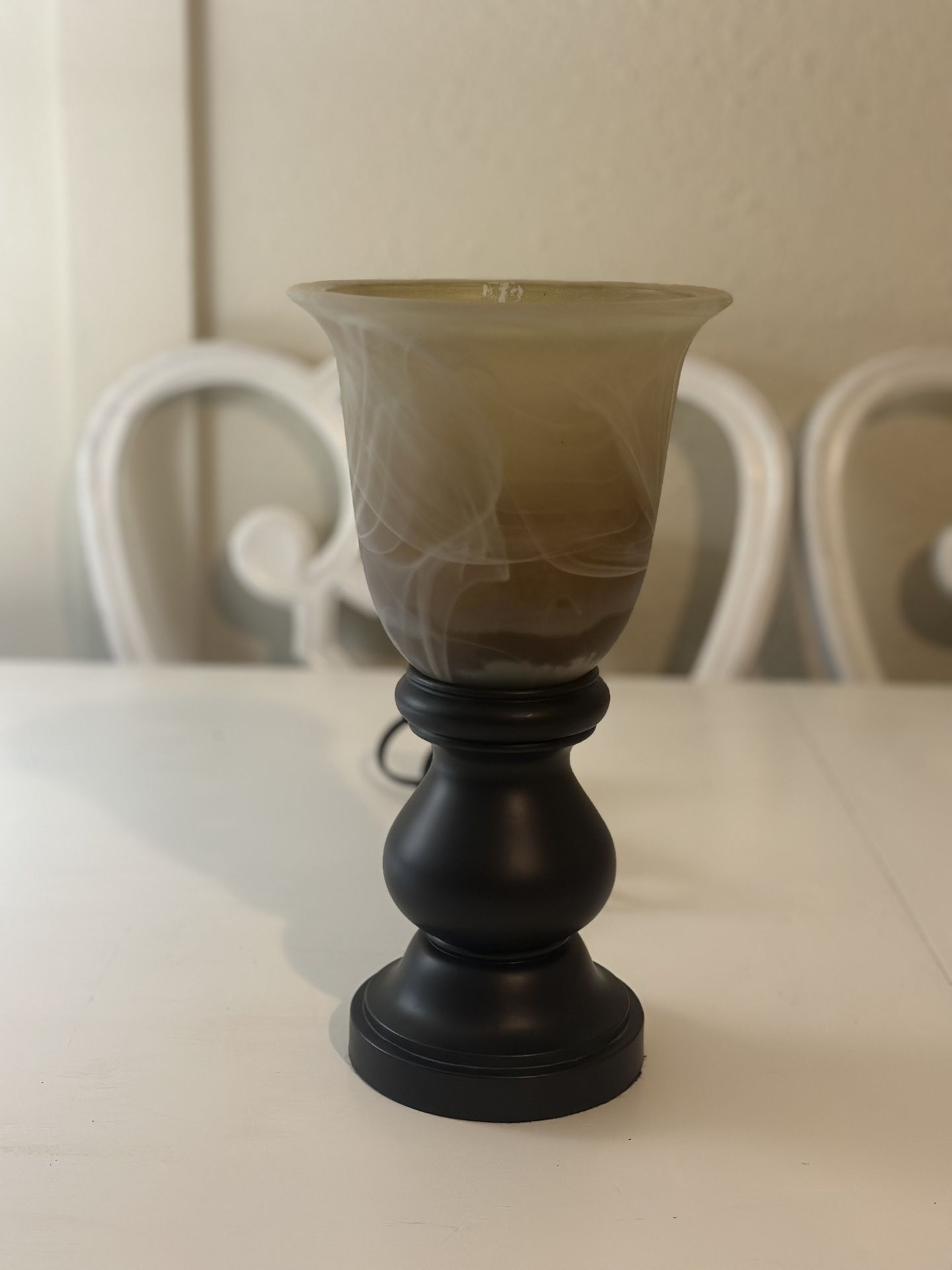 Stylish Table Lamp – Marbled Glass Shade + Bronze Base – $15