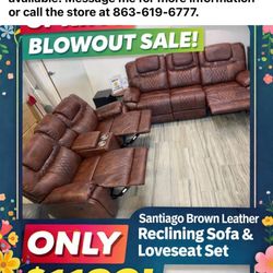 Spring Blowout Sale. Santiago Brown Leather Reclining Sofa And Loveseat Set Only $1199. Easy Finance Option. Same-Day Delivery.