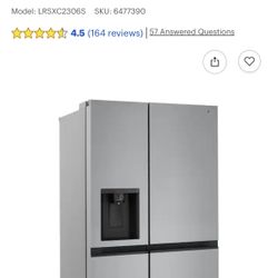 LG - 23 Cubic Ft. Refrigerator Stainless Steel - Read Description