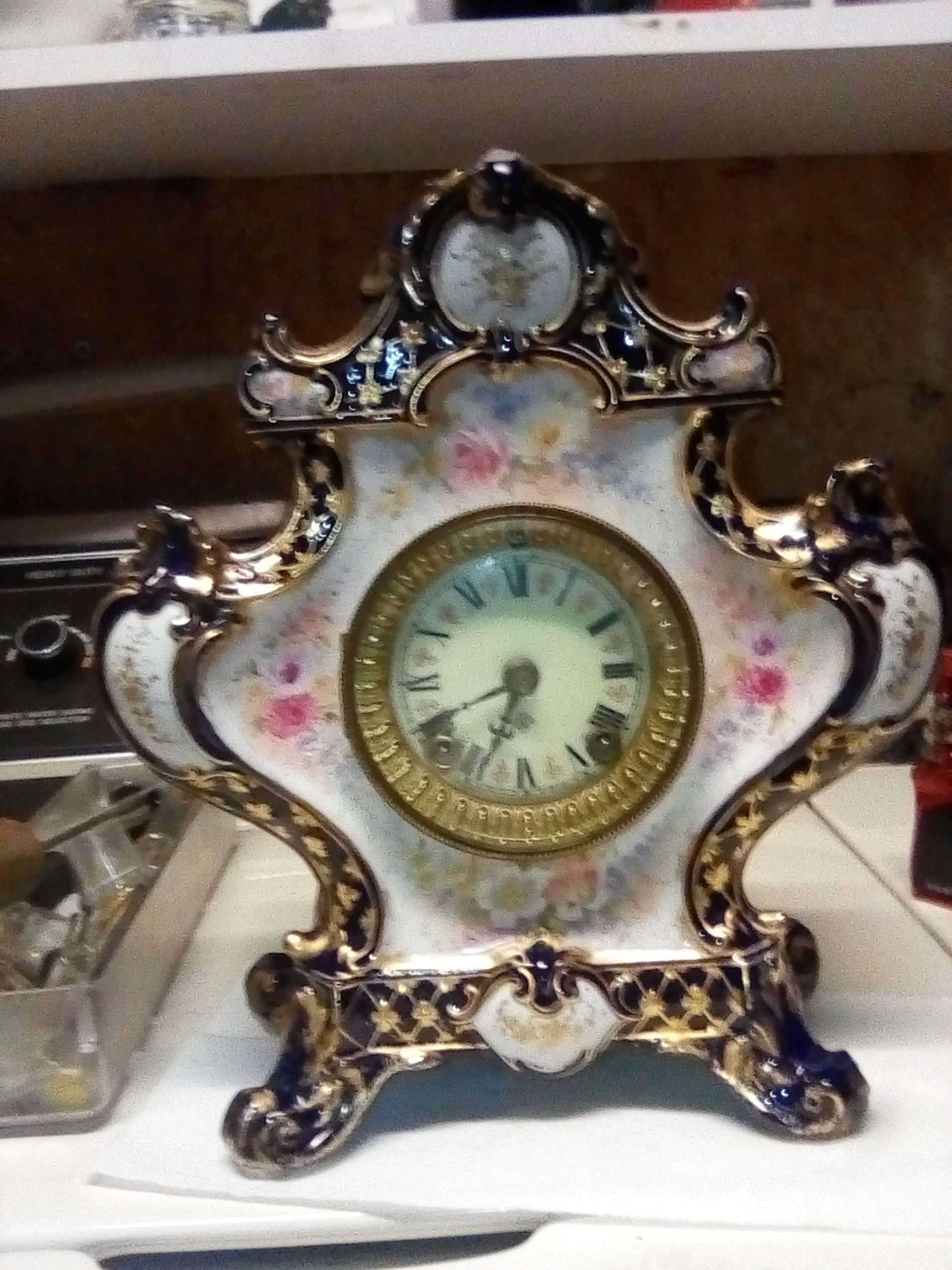 Ceramic antique Royal bon mantel clock