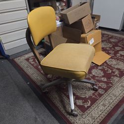 Vintage Industrial Modern Rolling Desk Chair by Flewelling Division for Eck-Adams Corp Mustard Yellow Mid Century Office Chair