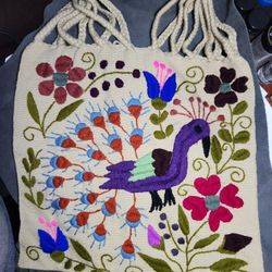 Handmade Embroidered Mexican Tote Bag