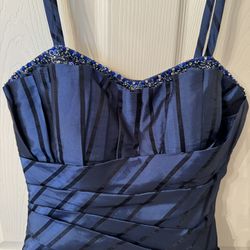 Navy Satin Gown $50 