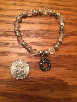 Beaded Stretch Bracelet with Wreath Charm