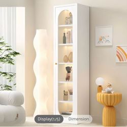 NEW Cabinet  (Glass/White) (Display/Curio/Bookshelf/Cabinet)