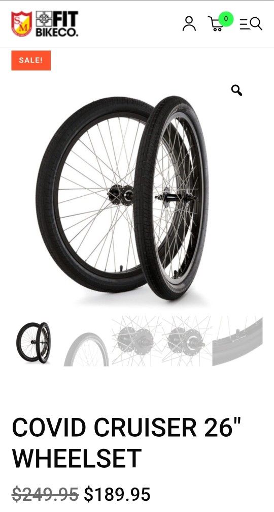 New In Box Black 26" Covid Wheel Set S & M
