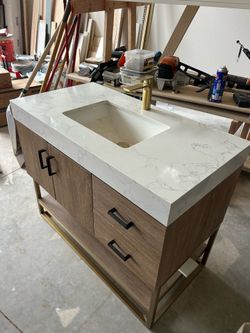 ✨ Modern 42" Bathroom Vanity – Quartz Top & Integrated Sink ✨
