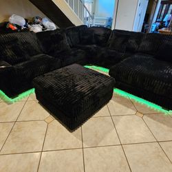 Brand New Oversize Sectional Black Corduroy LED LIGHT $1399
