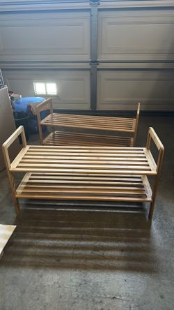 2 bamboo shoe racks