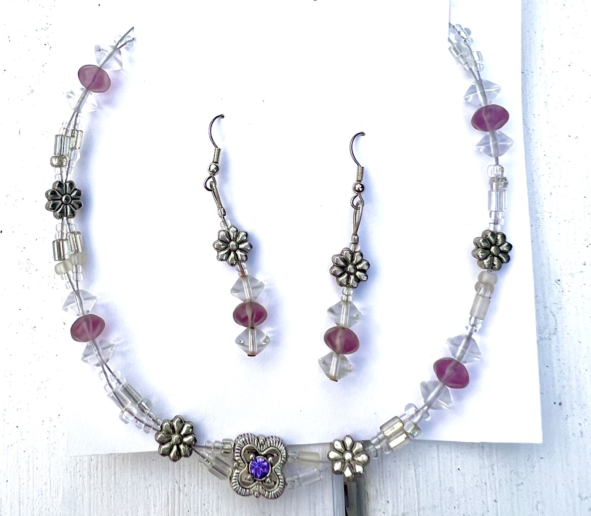Flower Choker Necklace And Earring Set