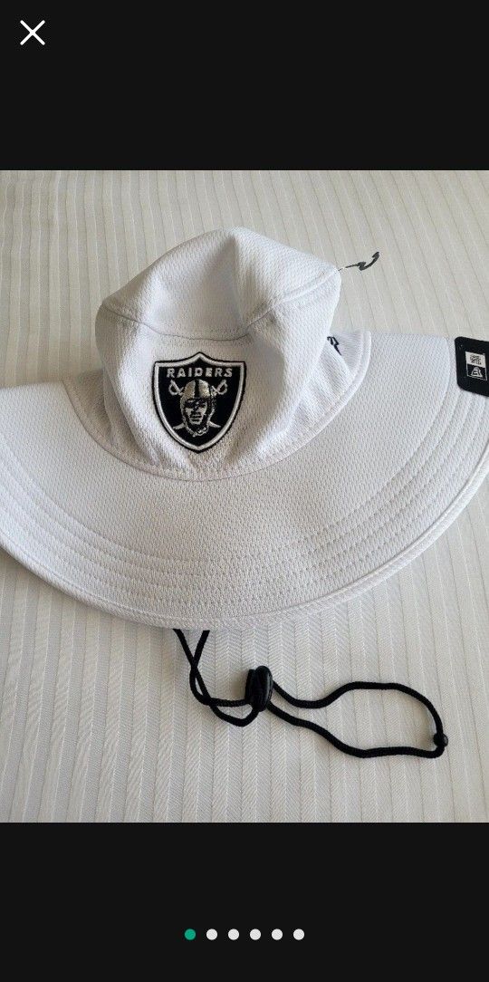 and New Men's New Era White Raiders NFL Training Camp Panama Bucket Hat